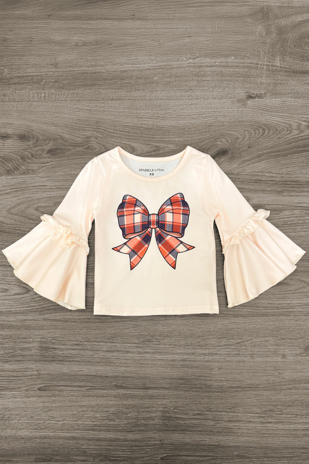 Plaid Bow Distressed Denim Flare Set | Sparkle in Pink