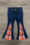 Plaid Bow Distressed Denim Flare Set | Sparkle in Pink
