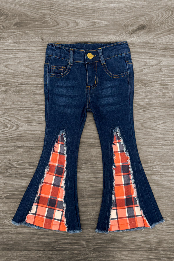 Plaid Bow Distressed Denim Flare Set | Sparkle in Pink