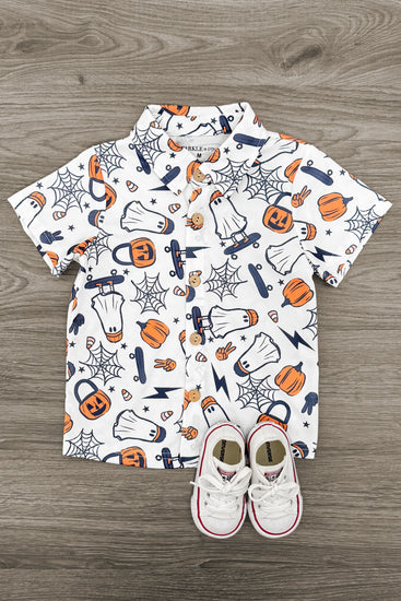 Skater Ghost Button Down Top