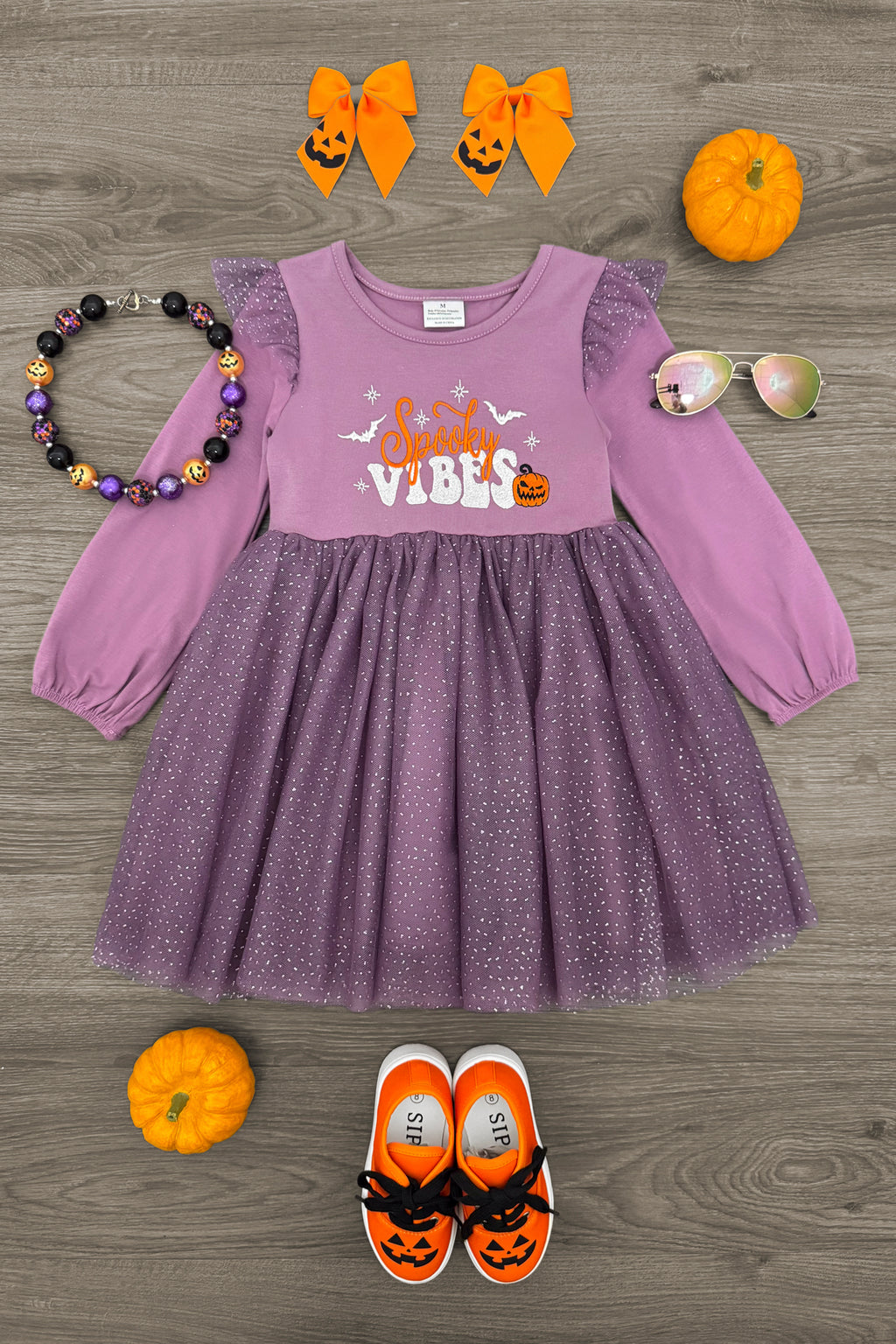 "Spooky Vibes" Purple Glitter Tulle Dress | Sparkle in Pink