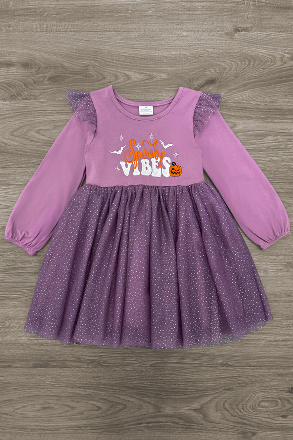 "Spooky Vibes" Purple Glitter Tulle Dress | Sparkle in Pink