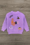 "Boo" Purple Knit Sweater Bell Bottom Set | Sparkle in Pink