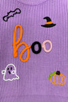 "Boo" Purple Knit Sweater Bell Bottom Set | Sparkle in Pink