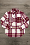 Mom & Me - Burgundy Flannel Button Down Shacket | Sparkle in Pink