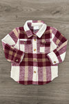 Mom & Me - Burgundy Flannel Button Down Shacket | Sparkle in Pink