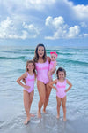 Mom & Me - "Besties" Pink One Piece Swimsuit - Sparkle in Pink