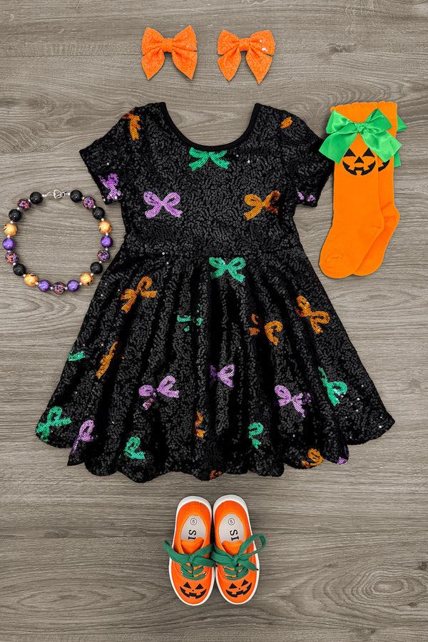 Black Sequin Bow Dress | Sparkle in Pink