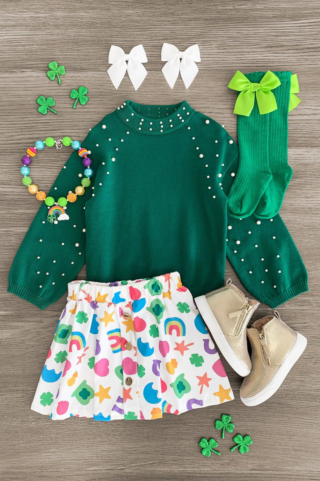 Lucky Charm Sweater Skirt Set - Sparkle in Pink