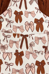 Brown Denim Bow Overall Dress Set | Sparkle in Pink