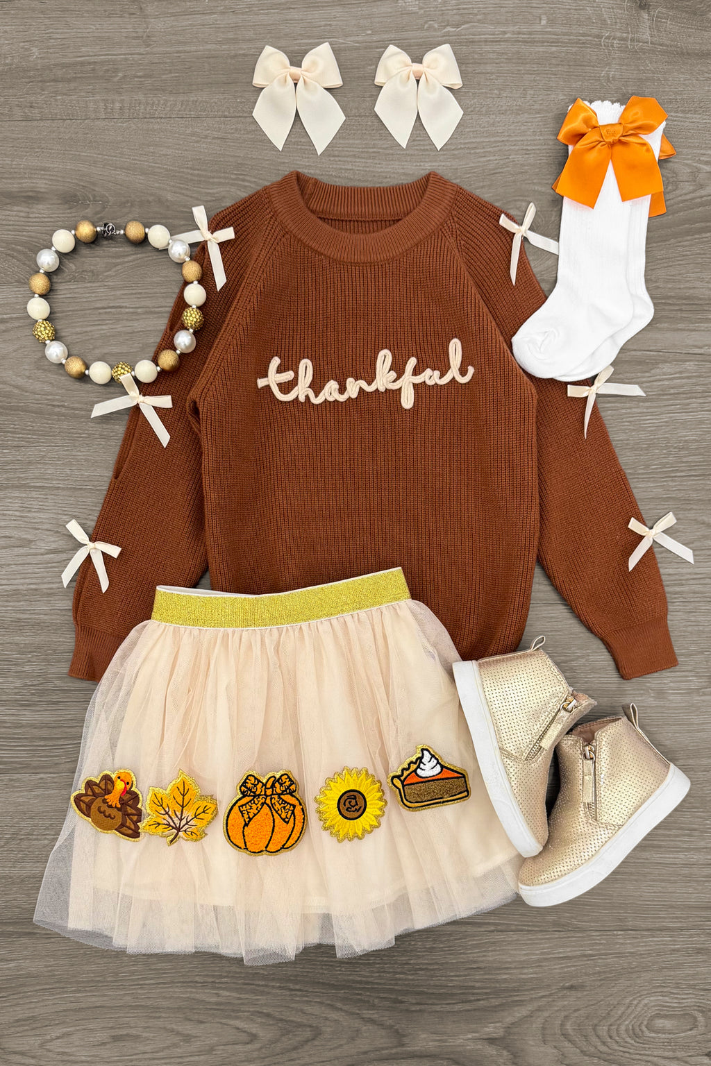"Thankful" Sweater Tutu Skirt Set | Sparkle in Pink