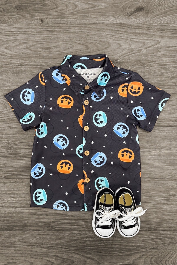 Trick Or Treat Star Button Down Top | Sparkle in Pink