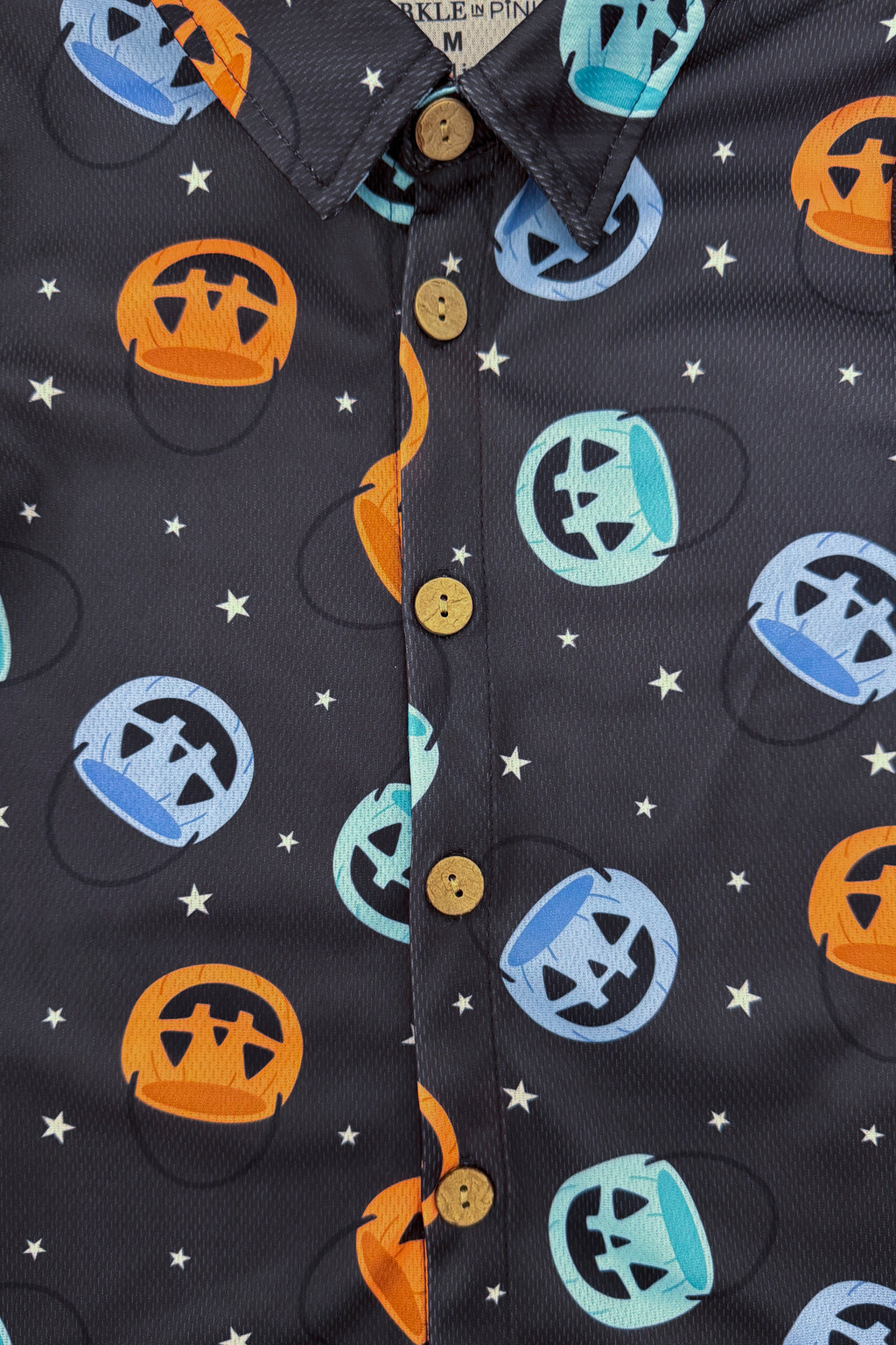 Trick Or Treat Star Button Down Top | Sparkle in Pink