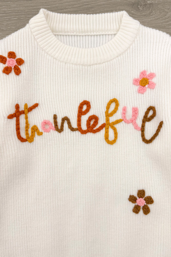 "Thankful" Knit Sweater Velvet Bell Bottom Set | Sparkle in Pink