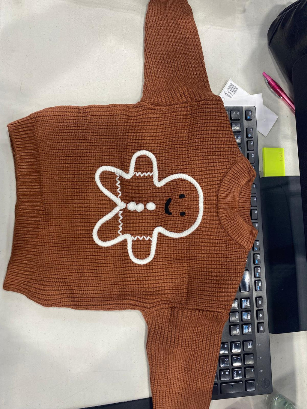 Brown Gingerbread Man Sweater | Sparkle in Pink