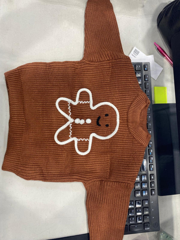 Brown Gingerbread Man Sweater | Sparkle in Pink