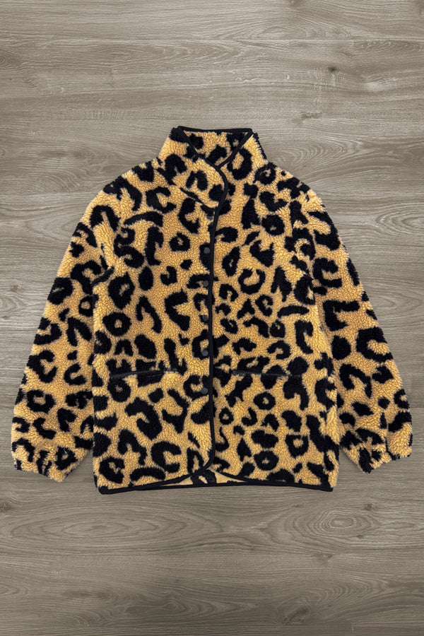 Mom & Me - Cheetah Button Down Sherpa Jacket | Sparkle in Pink