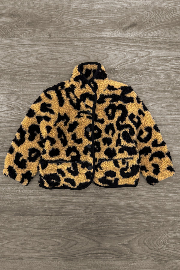 Mom & Me - Cheetah Button Down Sherpa Jacket | Sparkle in Pink