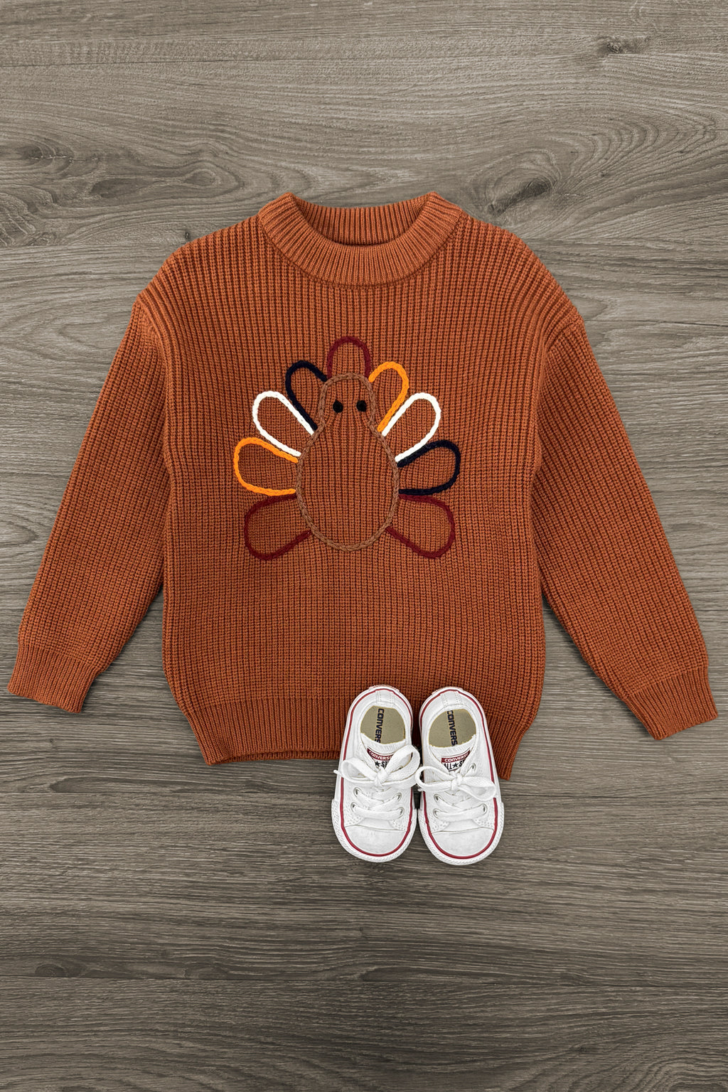 Brown Turkey Knit Sweater | Sparkle in Pink