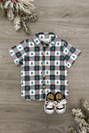Checkered Christmas Tree Button Down Top | Sparkle in Pink