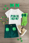 "Pinch Proof" Green Denim Skirt Set - Sparkle in Pink