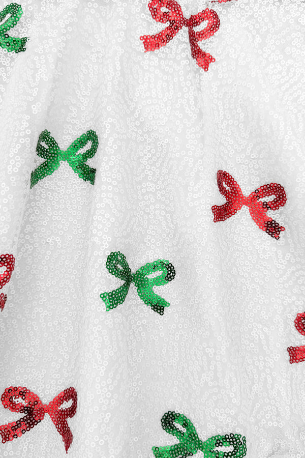 Red & Green Sequin Bow Dress
