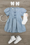 Blue Denim Bow Dress | Sparkle in Pink
