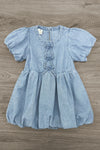 Blue Denim Bow Dress | Sparkle in Pink