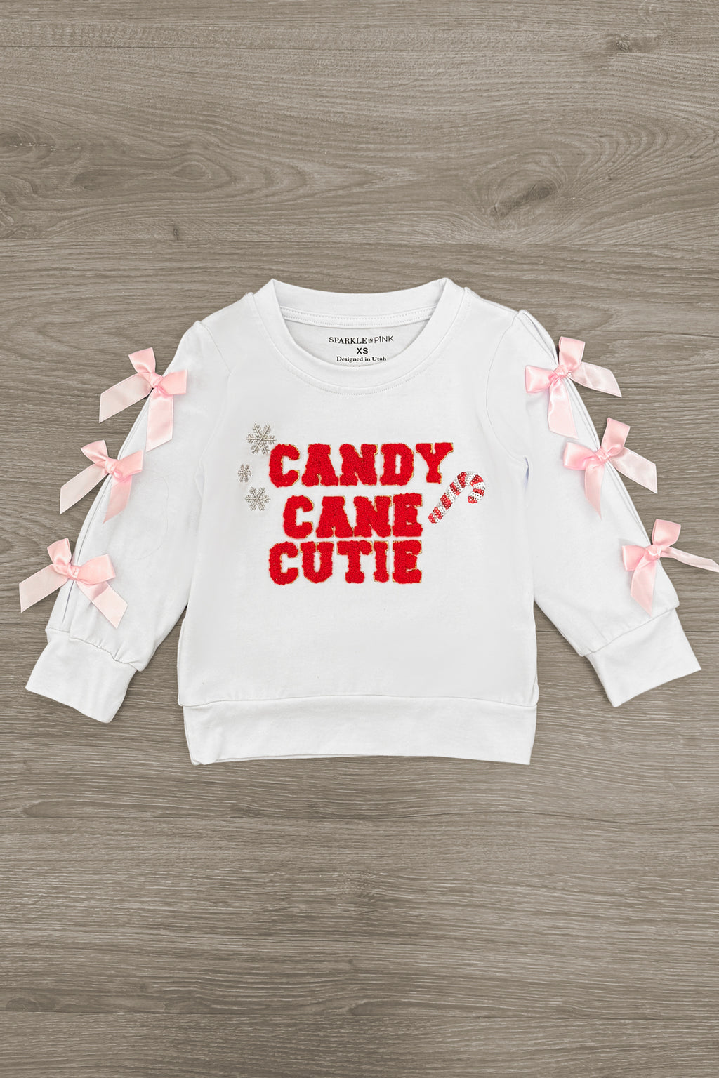 "Candy Cane Cutie" Sequin Bow Bell Bottom Set | Sparkle in Pink