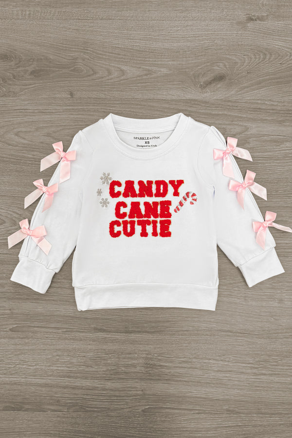 "Candy Cane Cutie" Sequin Bow Bell Bottom Set | Sparkle in Pink