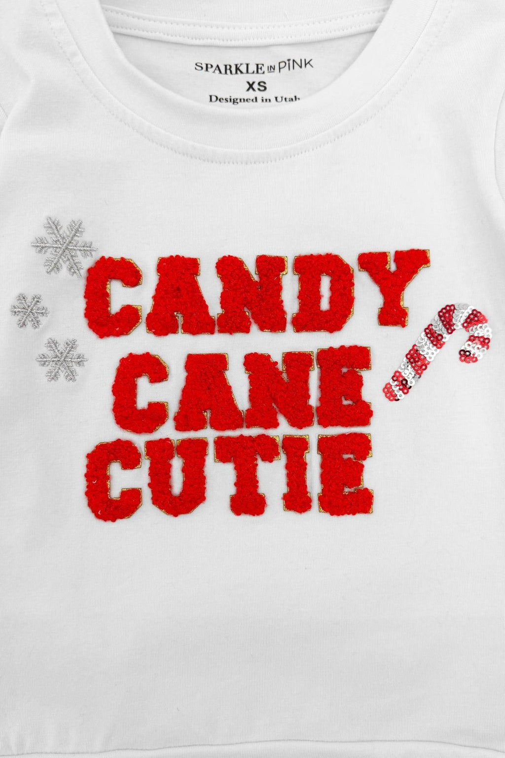 "Candy Cane Cutie" Sequin Bow Bell Bottom Set | Sparkle in Pink