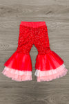 "Candy Cane Cutie" Sequin Bow Bell Bottom Set | Sparkle in Pink
