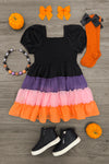 Black Halloween Ruffle Dress | Sparkle in Pink