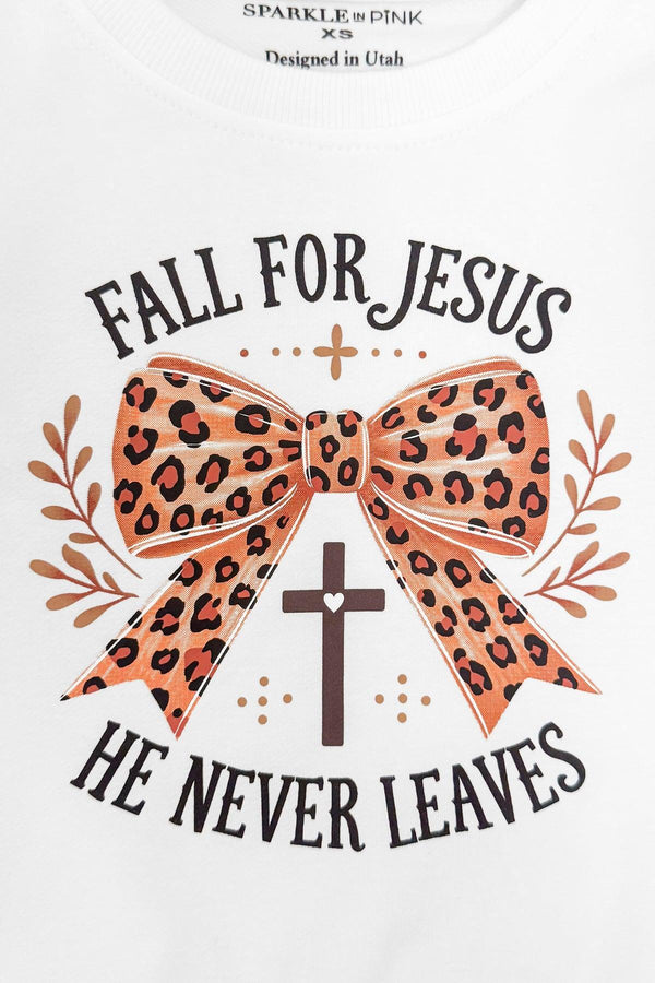 "Fall For Jesus..." Cheetah Denim Flare Set | Sparkle in Pink