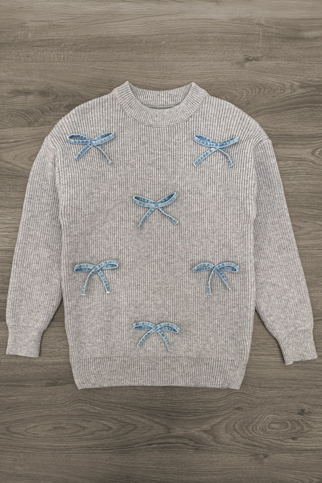 Mom & Me - Gray Bow Knit Sweater & Denim Pant Set | Sparkle in Pink