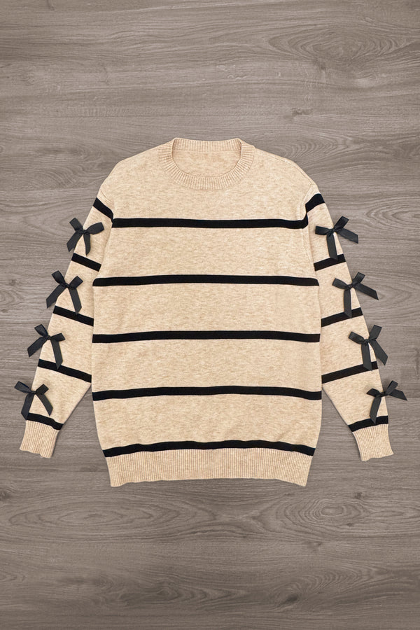 Mom & Me - Striped Bow Sweater & Denim Pant Set | Sparkle in Pink