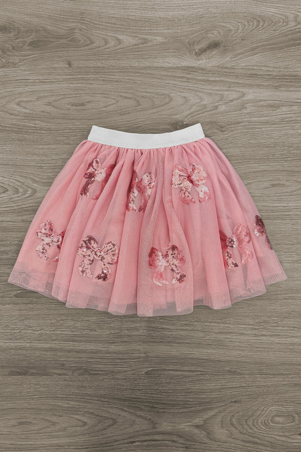 "She Is Worthy" Sequin Bow Tutu Skirt Set | Sparkle in Pink
