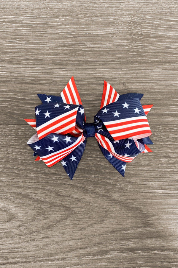 Patriotic Flag Bow - Sparkle in Pink