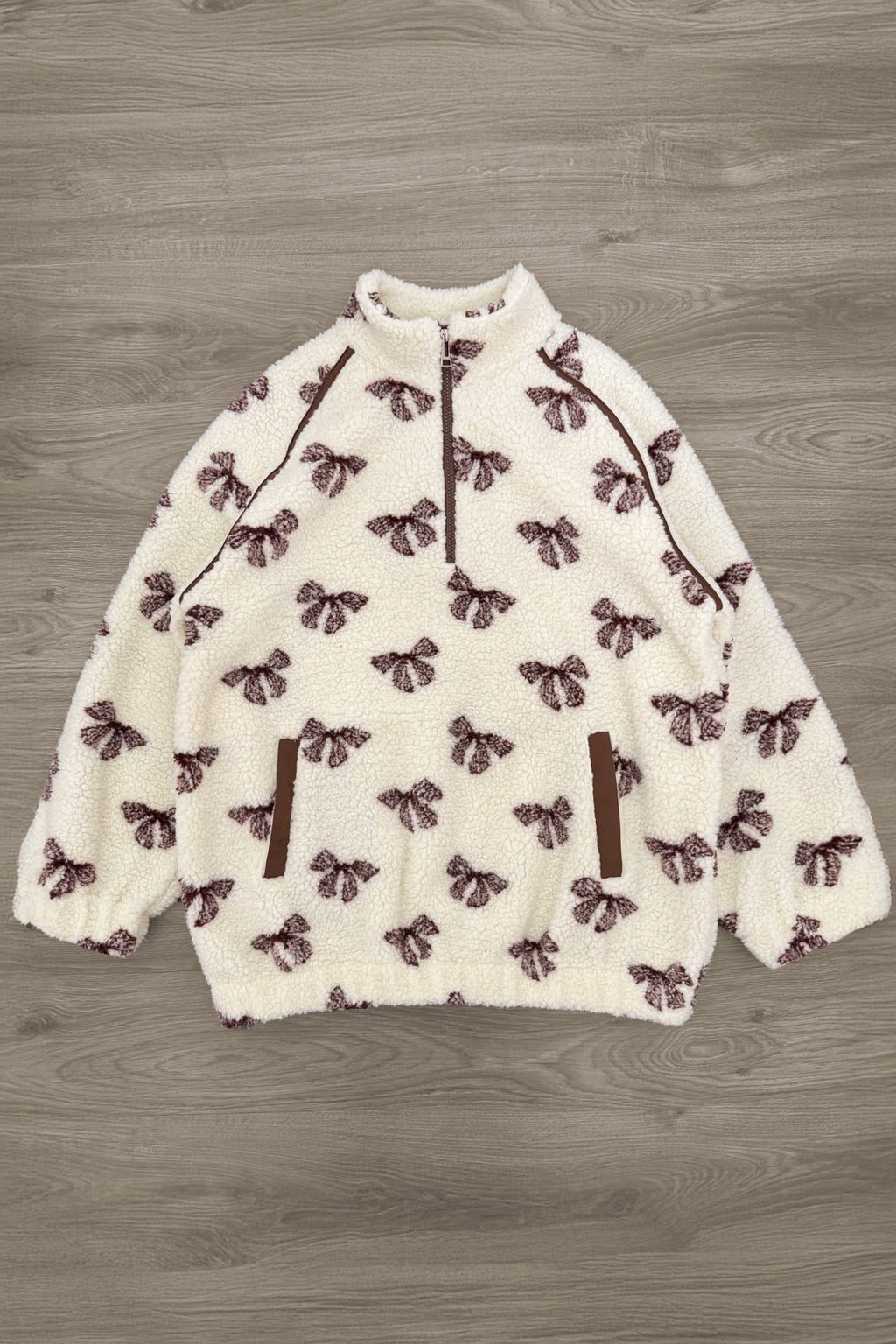 Mom & Me - Cream Bow Sherpa Pullover | Sparkle in Pink