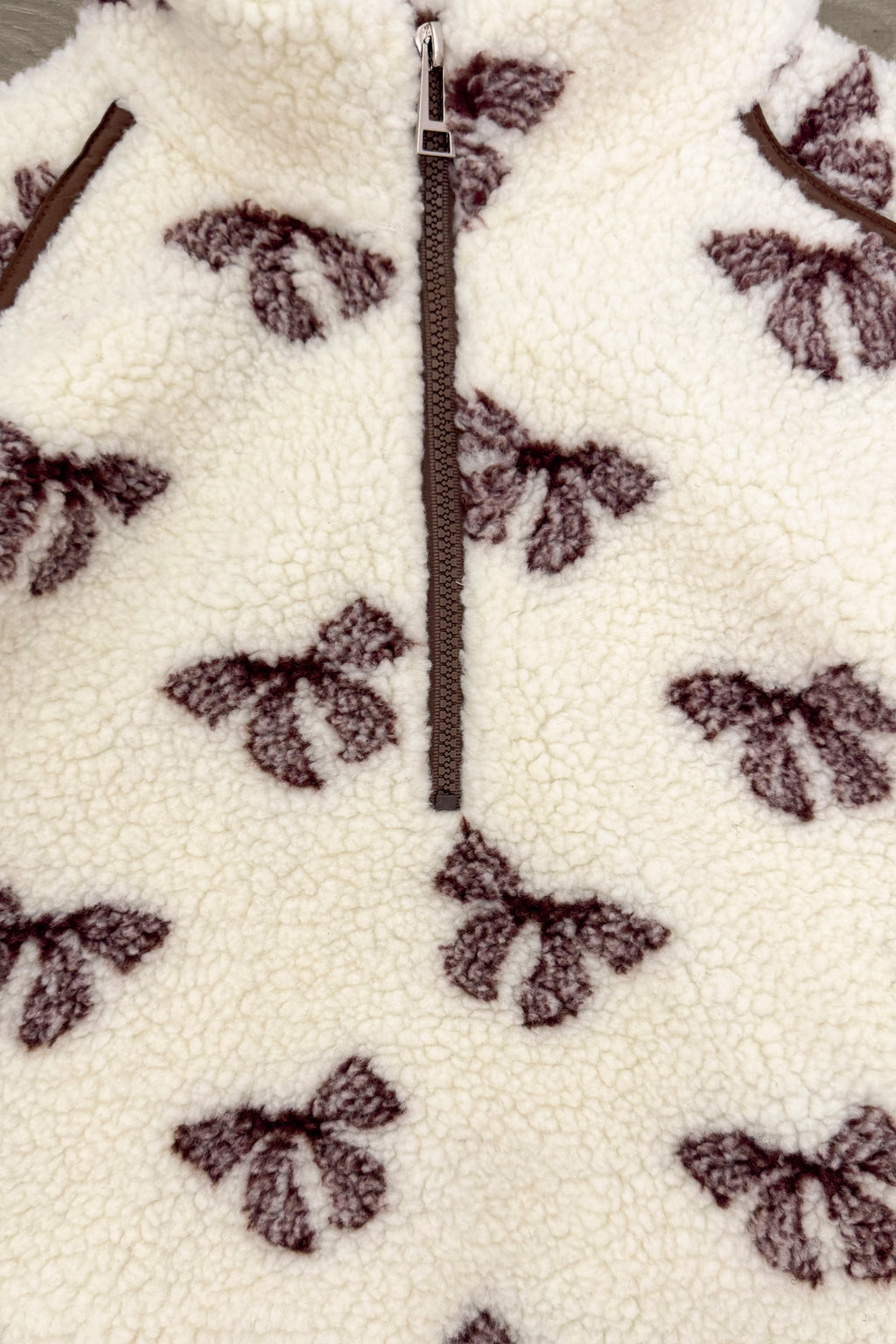 Mom & Me - Cream Bow Sherpa Pullover | Sparkle in Pink