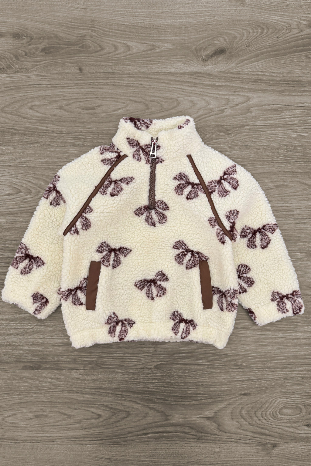 Mom & Me - Cream Bow Sherpa Pullover | Sparkle in Pink