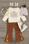 "You Are..." Brown Corduroy Flare Set | Sparkle in Pink