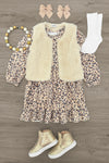 Cheetah Print Suede Dress & Faux Fur Vest Set | Sparkle in Pink