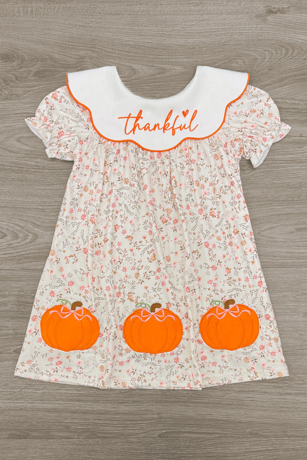 "Thankful" Floral Pumpkin Dress | Sparkle in Pink