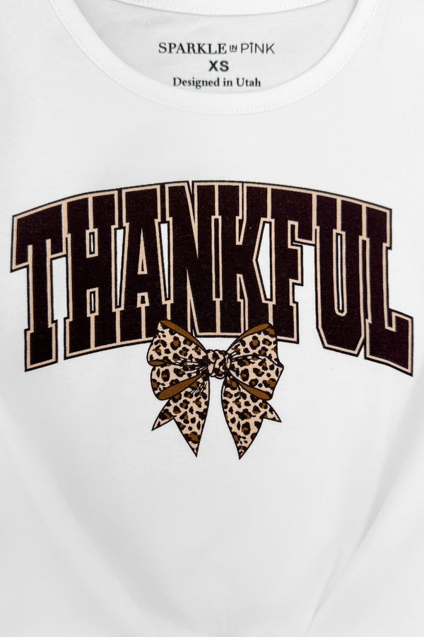 "Thankful" Cheetah Bow Denim Flare Set | Sparkle in Pink