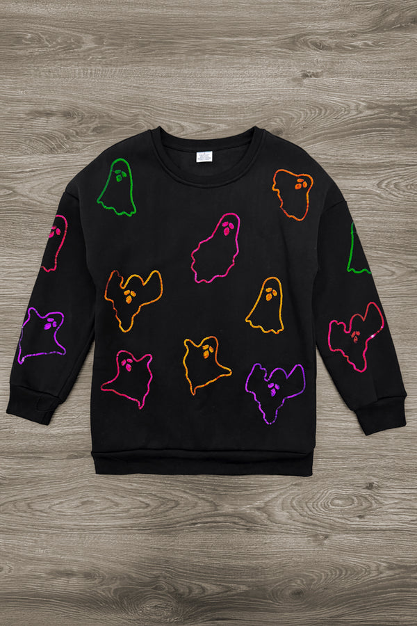 Mom & Me - Black Sequin Ghost Sweatshirt