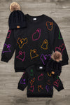 Mom & Me - Black Sequin Ghost Sweatshirt | Sparkle in Pink