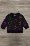 Mom & Me - Black Sequin Ghost Sweatshirt | Sparkle in Pink
