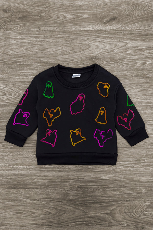 Mom & Me - Black Sequin Ghost Sweatshirt