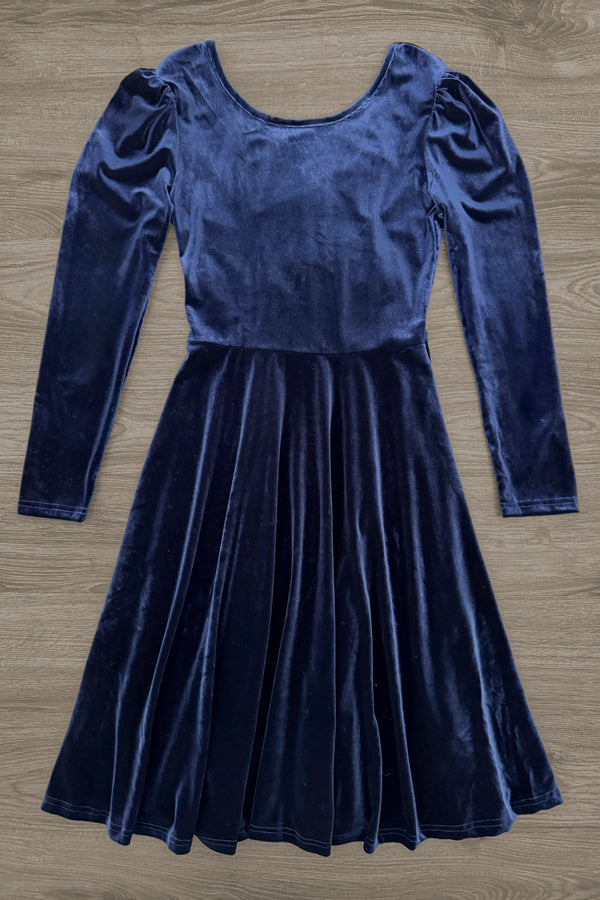 Family Navy Velvet Dress & Brown Gingham Button Down | Sparkle in Pink